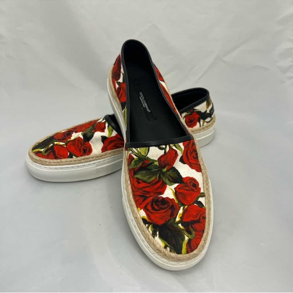 Dolce & Gabbana Red Floral Espadrilles